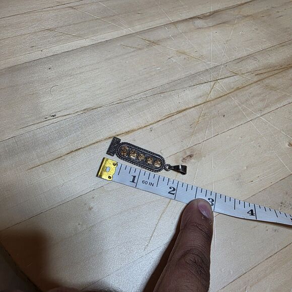 ORO MAYA 925 STERLING SILVER CARTOUCHE PENDANT WITH GOLD PLATING WEIGHS 5 GRAMS - Picture 8 of 9